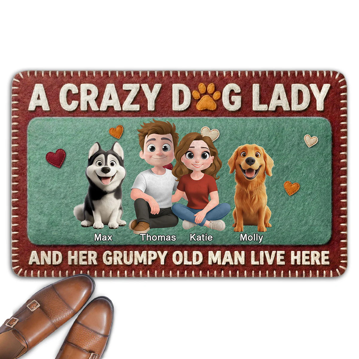 A Crazy Couple And Their Stuffy Dogs - Personalized Custom Doormat