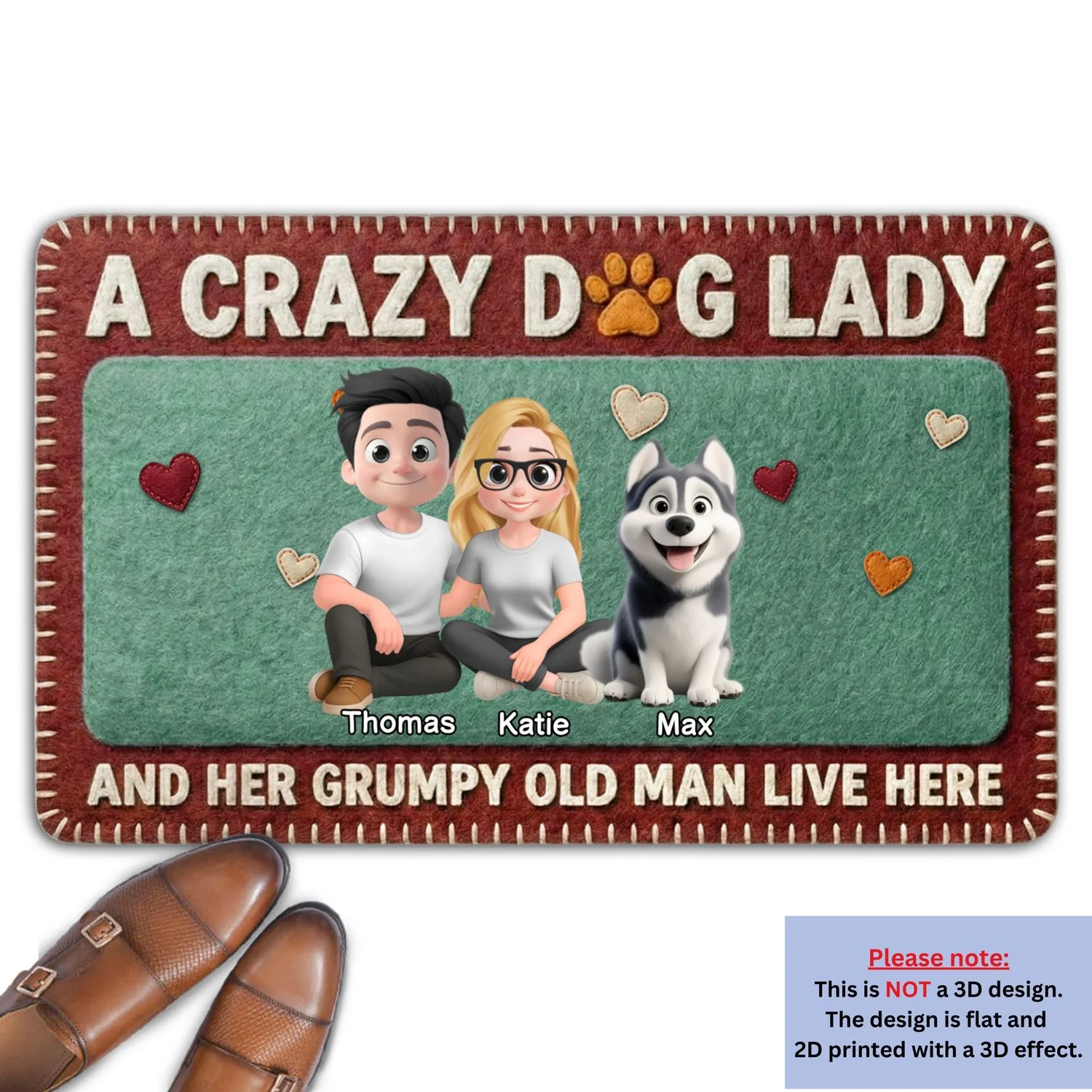 A Crazy Couple And Their Stuffy Dogs - Personalized Custom Doormat - Image 5