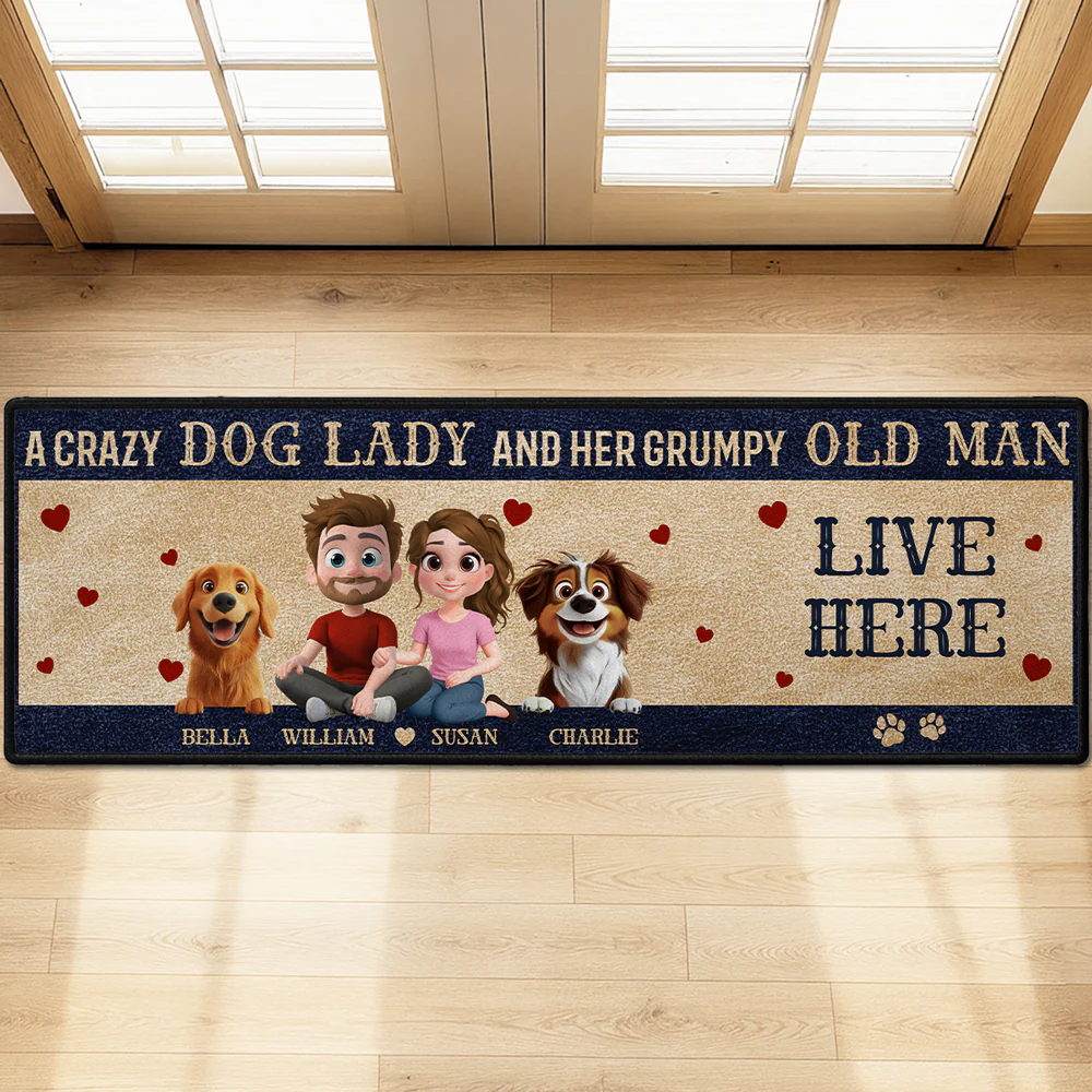 A Crazy Dog Lady - Personalized Custom Runner Rug - Image 3