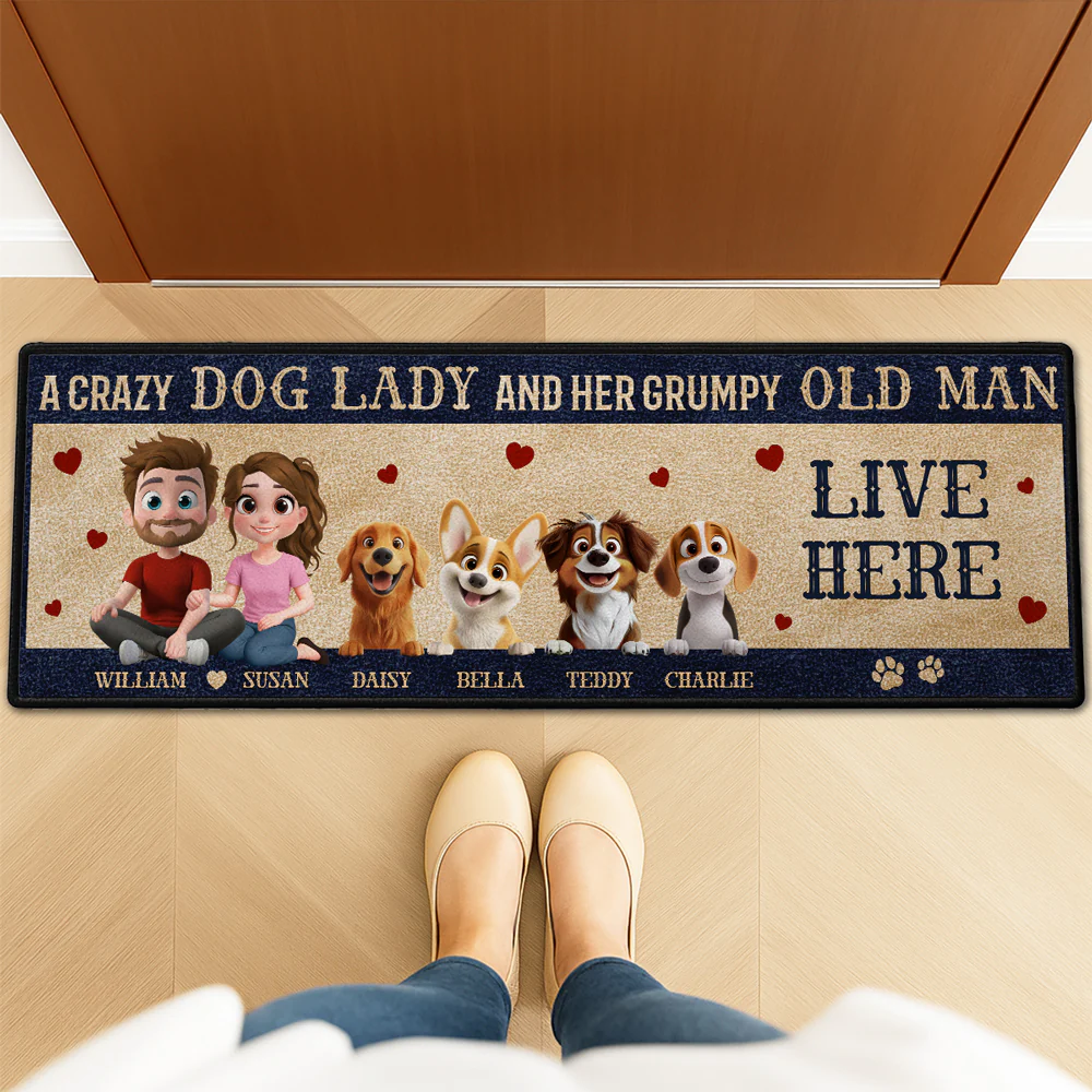 A Crazy Dog Lady - Personalized Custom Runner Rug - Image 4