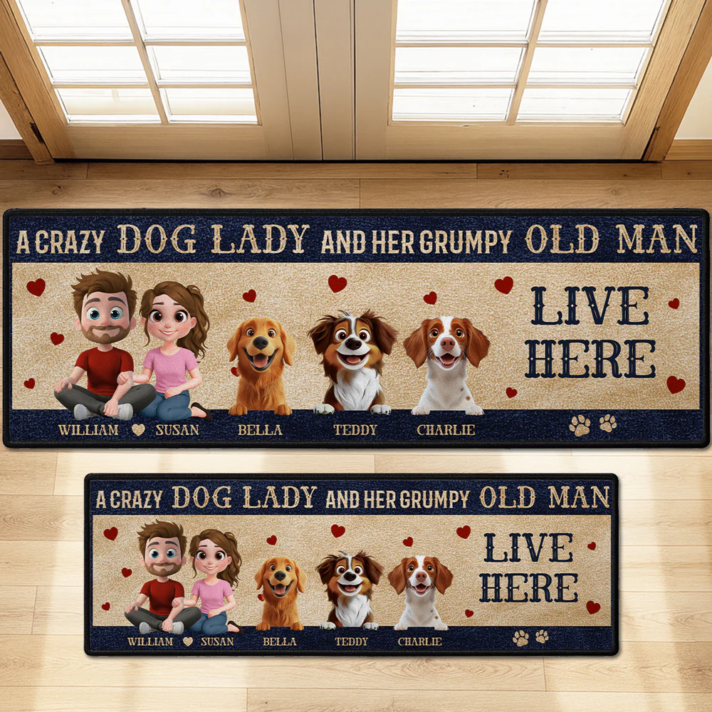 A Crazy Dog Lady - Personalized Custom Runner Rug - Image 5