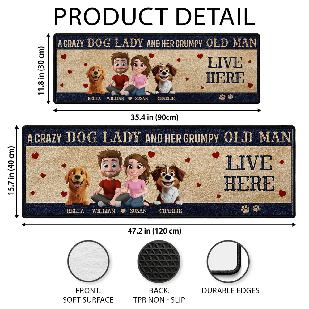 A Crazy Dog Lady - Personalized Custom Runner Rug - Image 6
