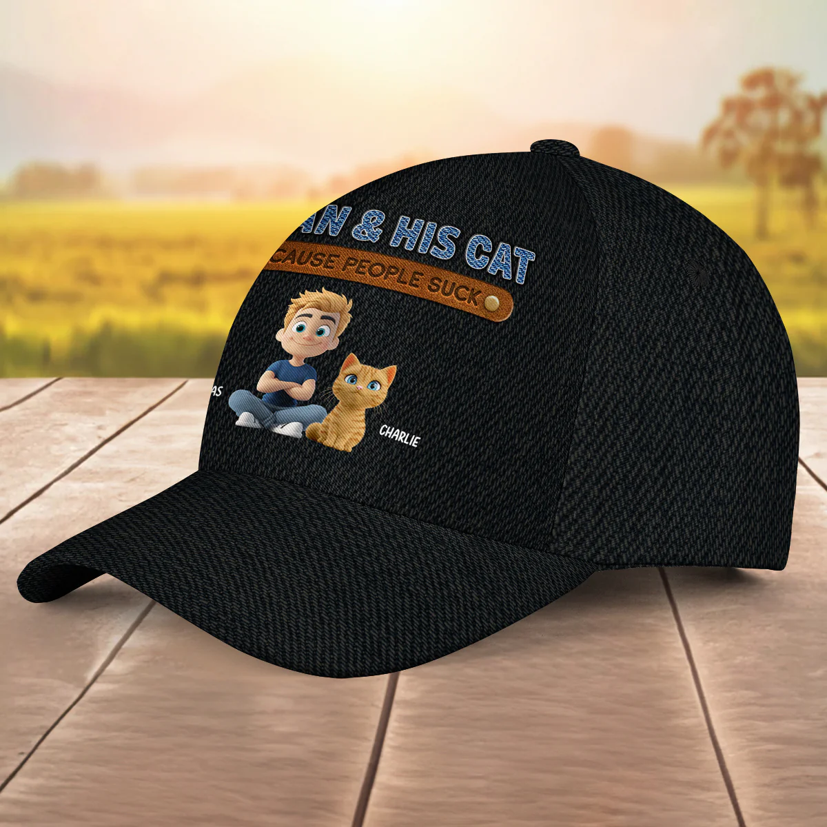 A Gentleman And His Cat - Personalized Custom Classic Cap - Image 3