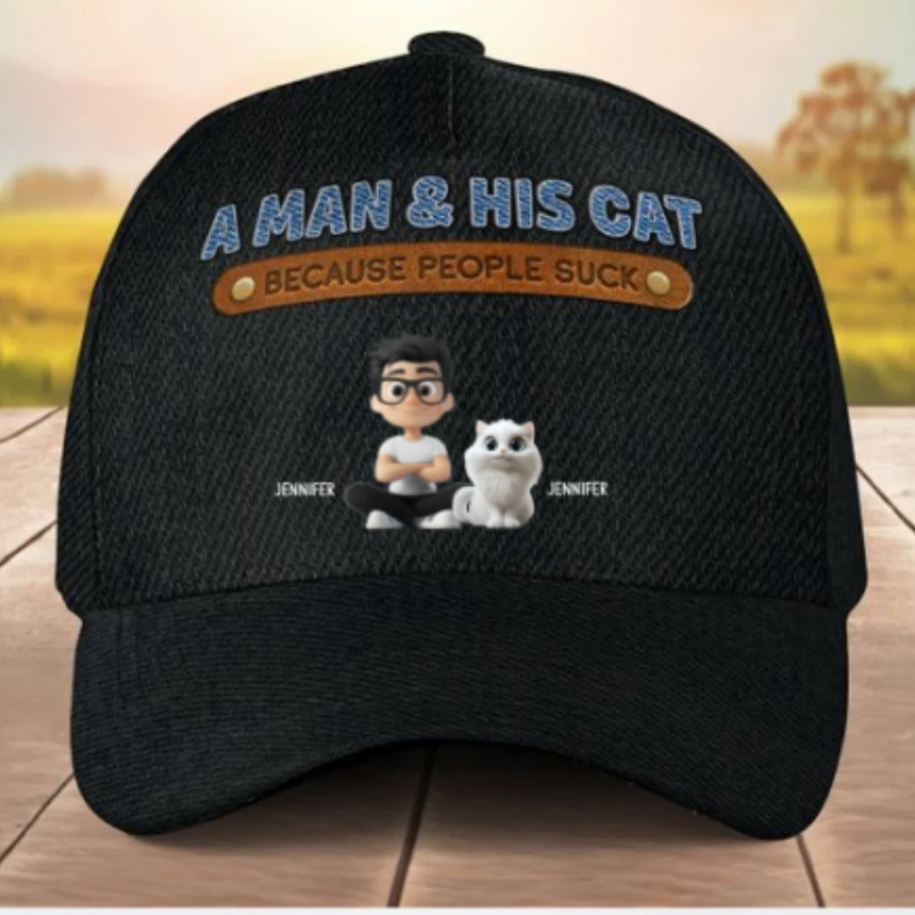 A Gentleman And His Cat - Personalized Custom Classic Cap - Image 6