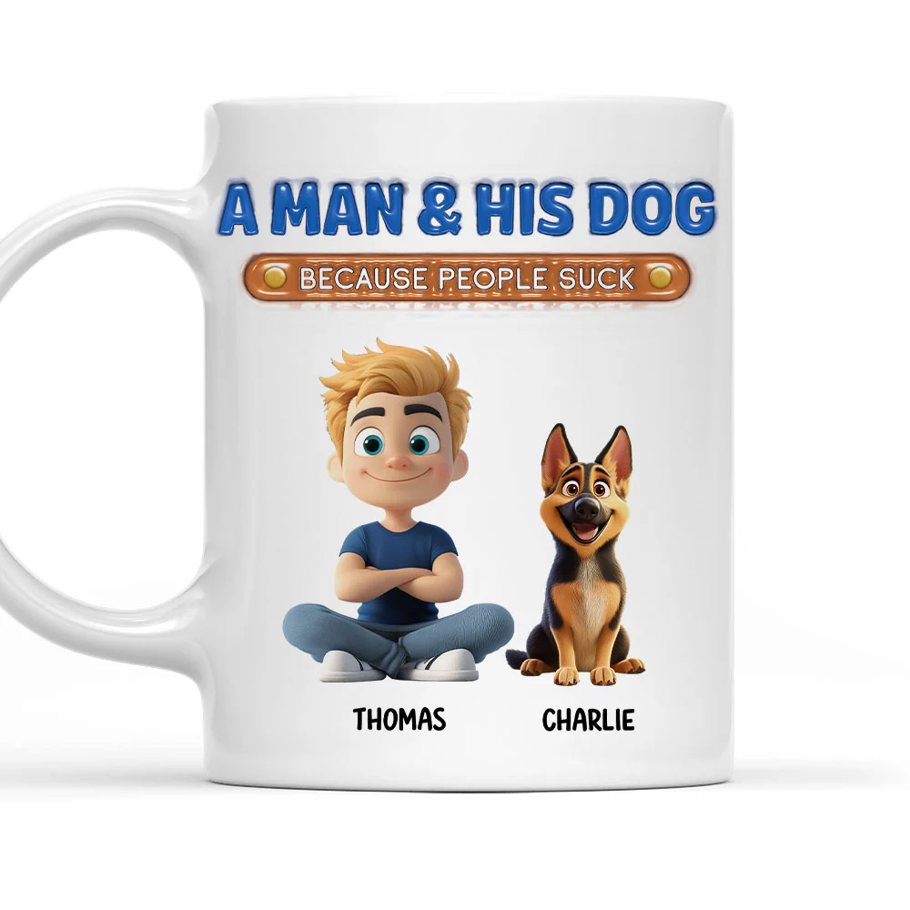A Gentleman And His Dog - Personalized Custom 3D Inflated Effect Mug