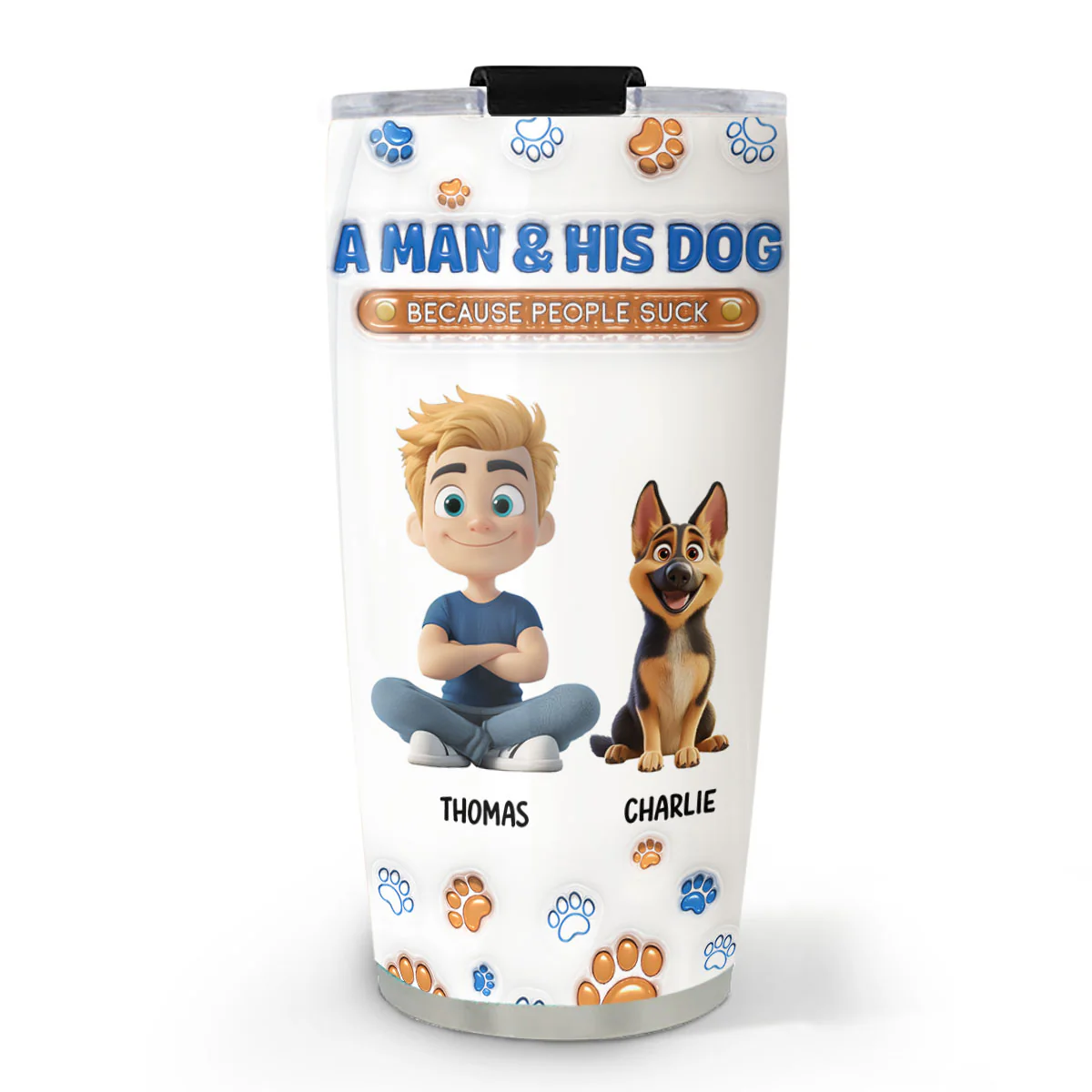 A Gentleman And His Dog - Personalized Custom 3D Inflated Effect Tumbler