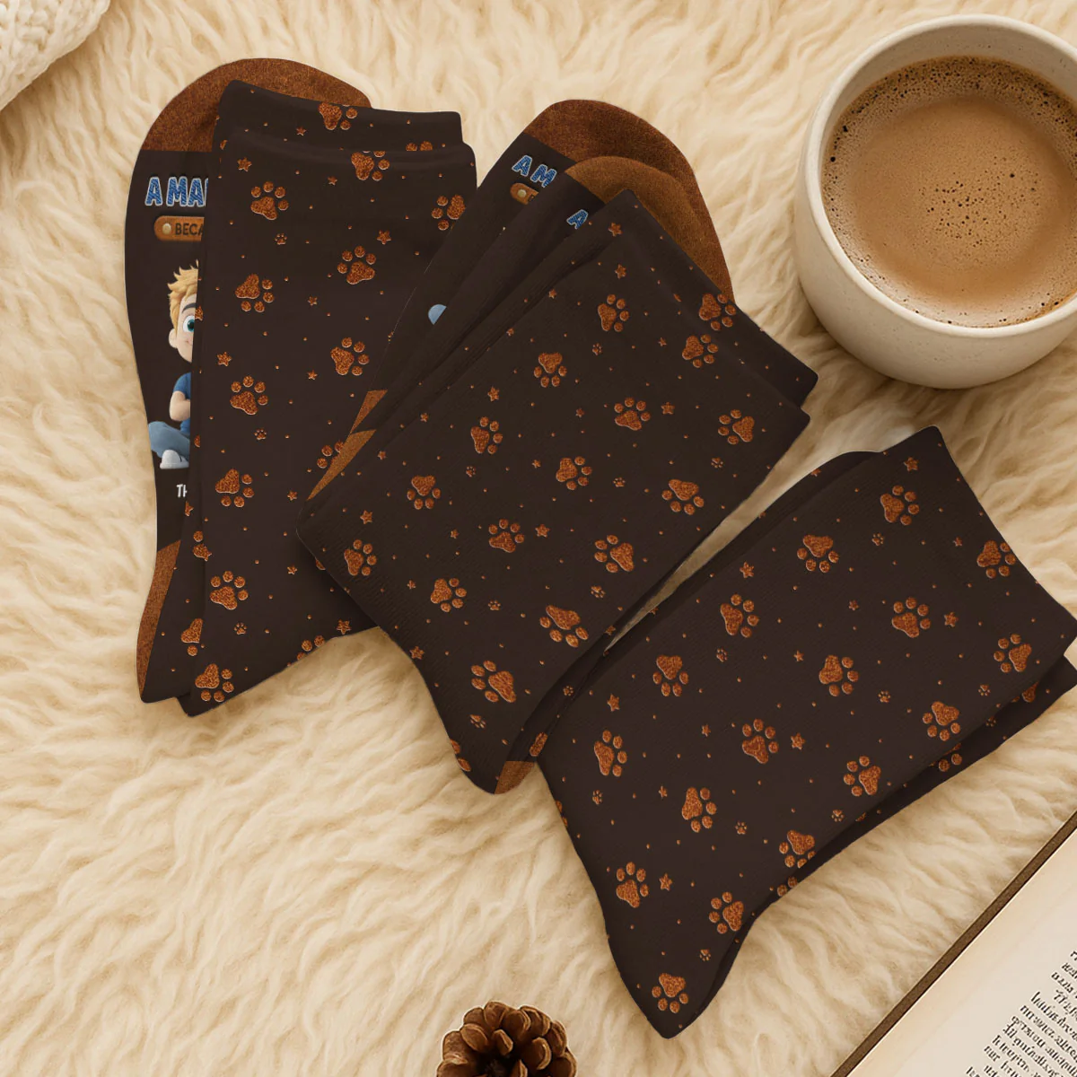 A Gentleman And His Dog - Personalized Custom Crew Socks - Image 7