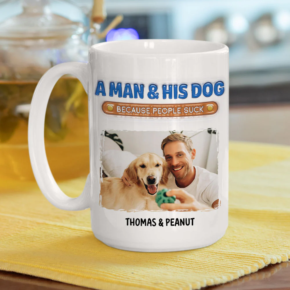 A Gentleman And His Dog Photo - Personalized Custom 3D Inflated Effect Mug - Image 2