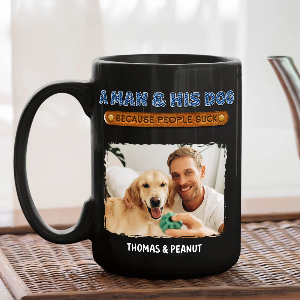 A Gentleman And His Dog Photo - Personalized Custom Coffee Mug - Image 2