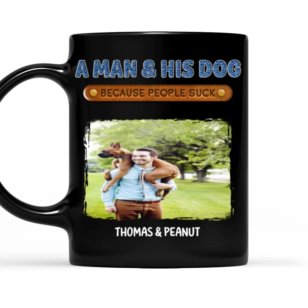 A Gentleman And His Dog Photo - Personalized Custom Coffee Mug - Image 5