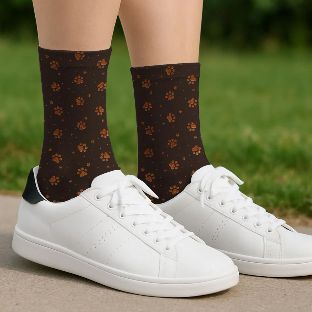 A Gentleman And His Dog Photo - Personalized Custom Crew Socks - Image 3