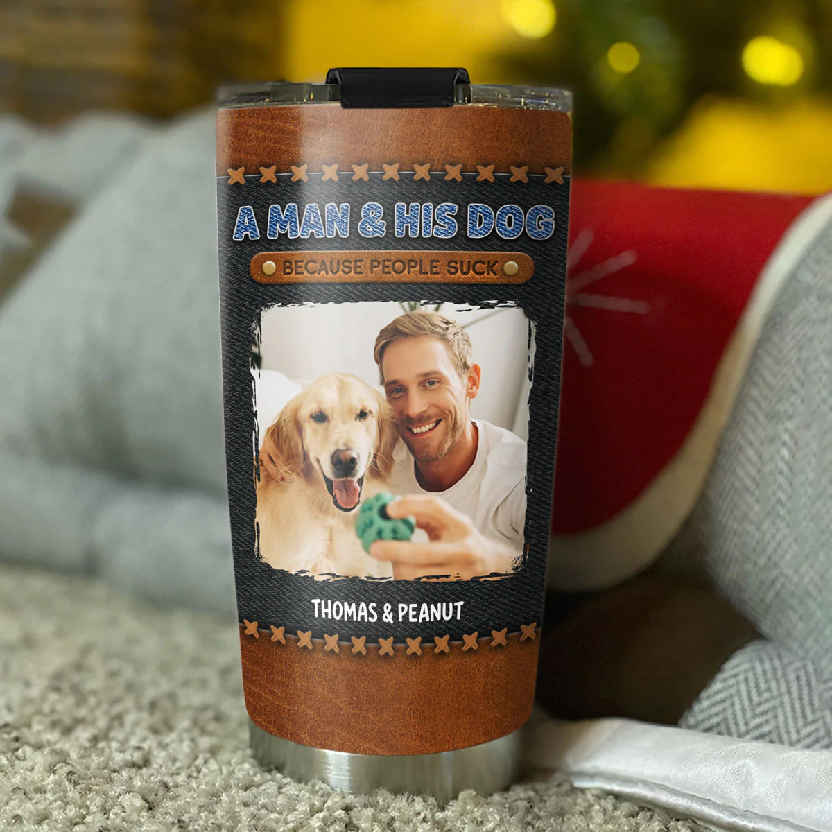 A Gentleman And His Dog Photo - Personalized Custom Tumbler