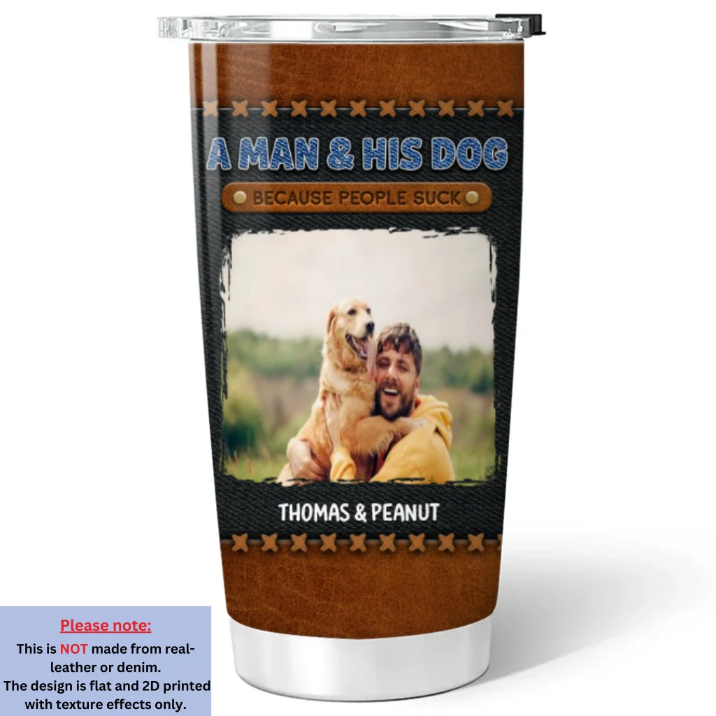 A Gentleman And His Dog Photo - Personalized Custom Tumbler - Image 2
