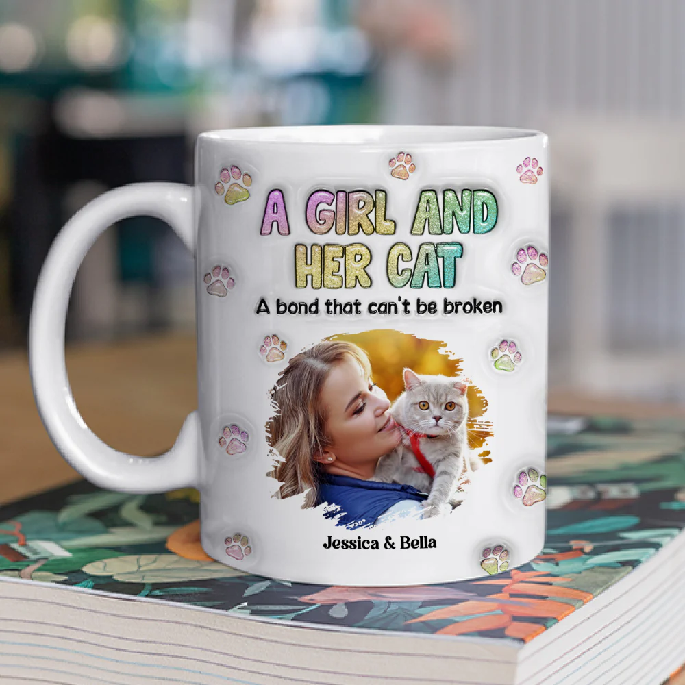 A Girl And Her Cat Photo - Personalized Custom 3D Inflated Effect Mug - Image 6