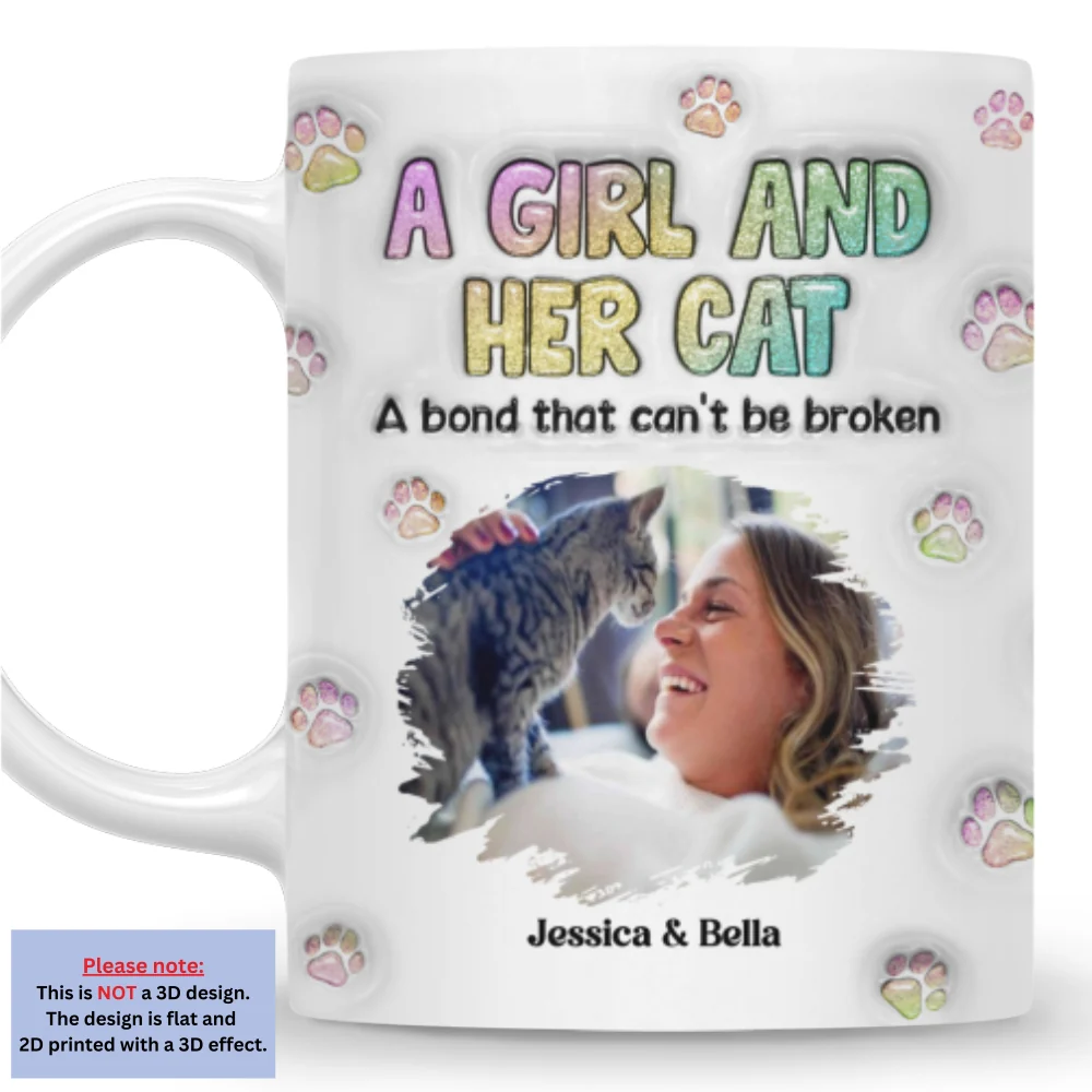 A Girl And Her Cat Photo - Personalized Custom 3D Inflated Effect Mug - Image 7