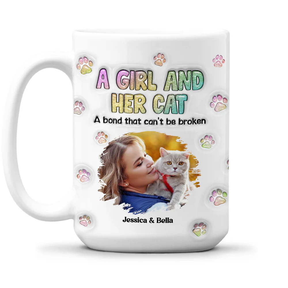 A Girl And Her Cat Photo - Personalized Custom 3D Inflated Effect Mug - Image 8