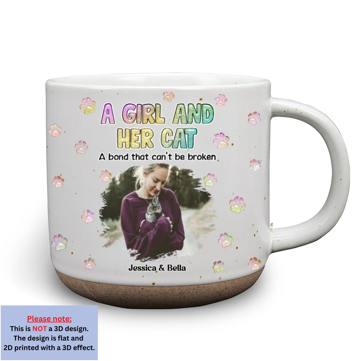 A Girl And Her Cat Photo - Personalized Custom Pottery Mug - Image 7