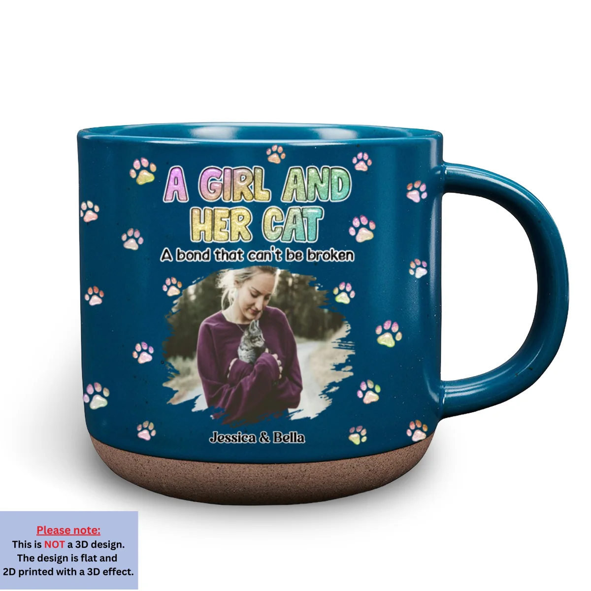 A Girl And Her Cat Photo - Personalized Custom Pottery Mug - Image 8
