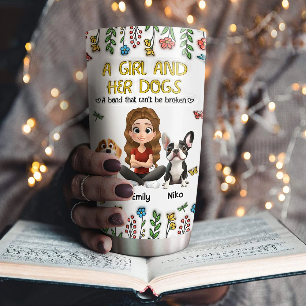 A Girl And Her Dog Baby - Personalized Custom 3D Inflated Effect Tumbler - Image 3