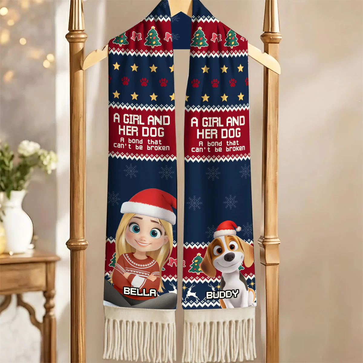 A Girl And Her Dog Christmas 2025 - Personalized Custom Scarf