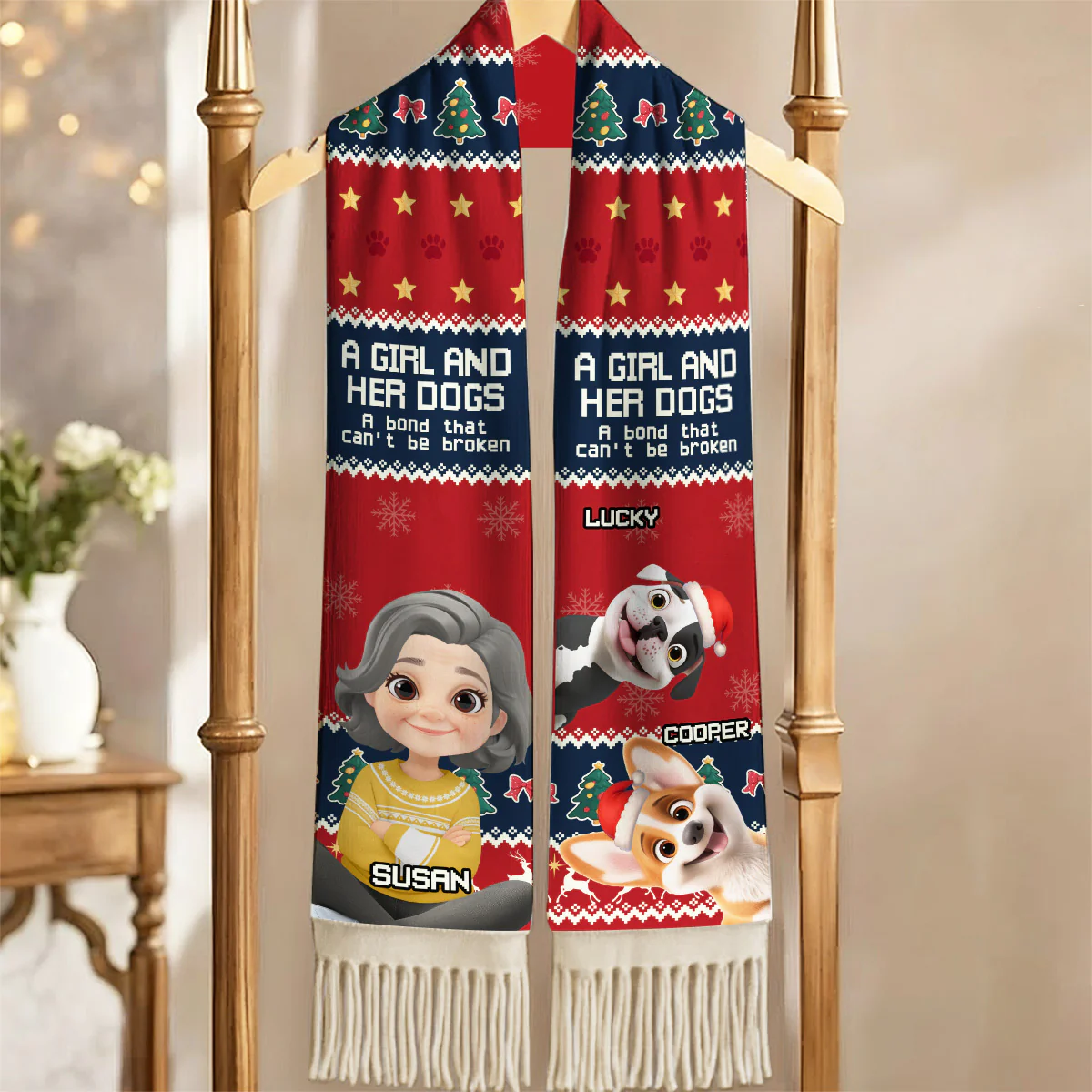 A Girl And Her Dog Christmas 2025 - Personalized Custom Scarf - Image 2