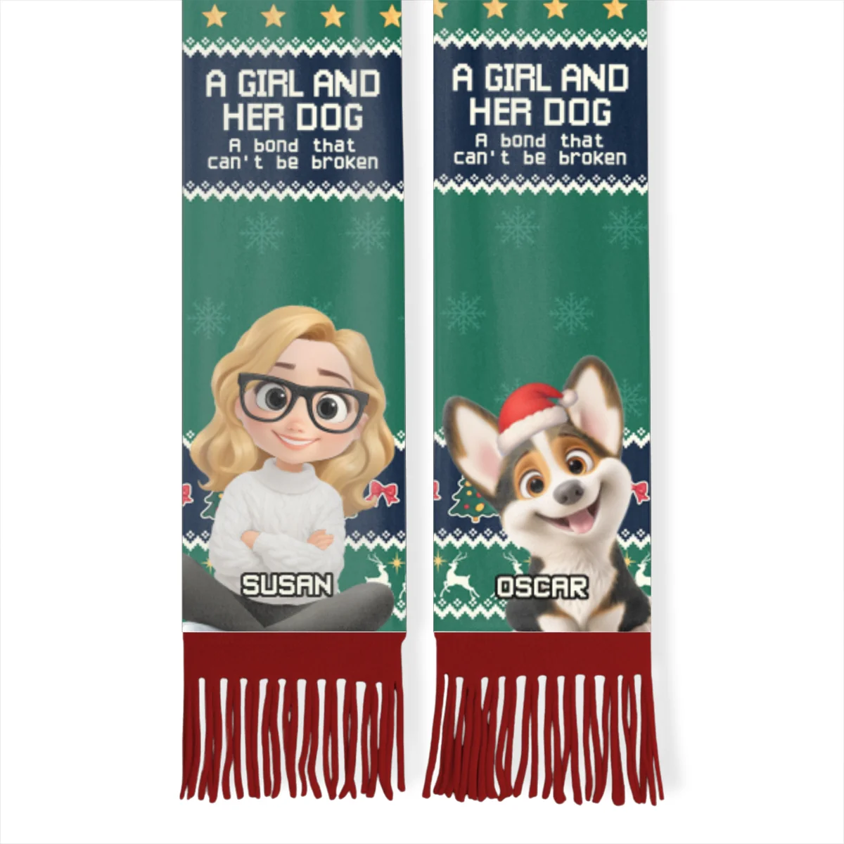 A Girl And Her Dog Christmas 2025 - Personalized Custom Scarf - Image 9