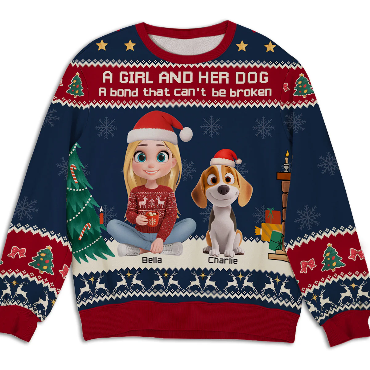 A Girl And Her Dog Christmas - Personalized Custom All-Over-Print Sweatshirt