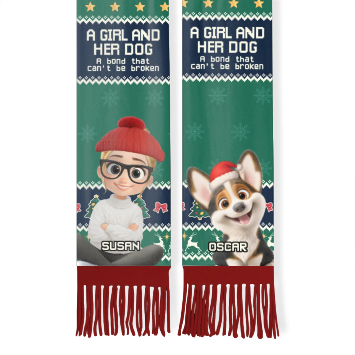A Girl And Her Dog Christmas - Personalized Custom Scarf - Image 7
