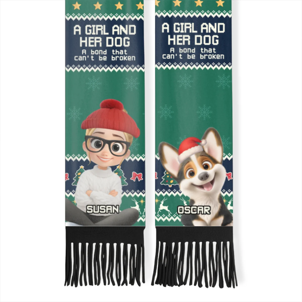A Girl And Her Dog Christmas - Personalized Custom Scarf - Image 9