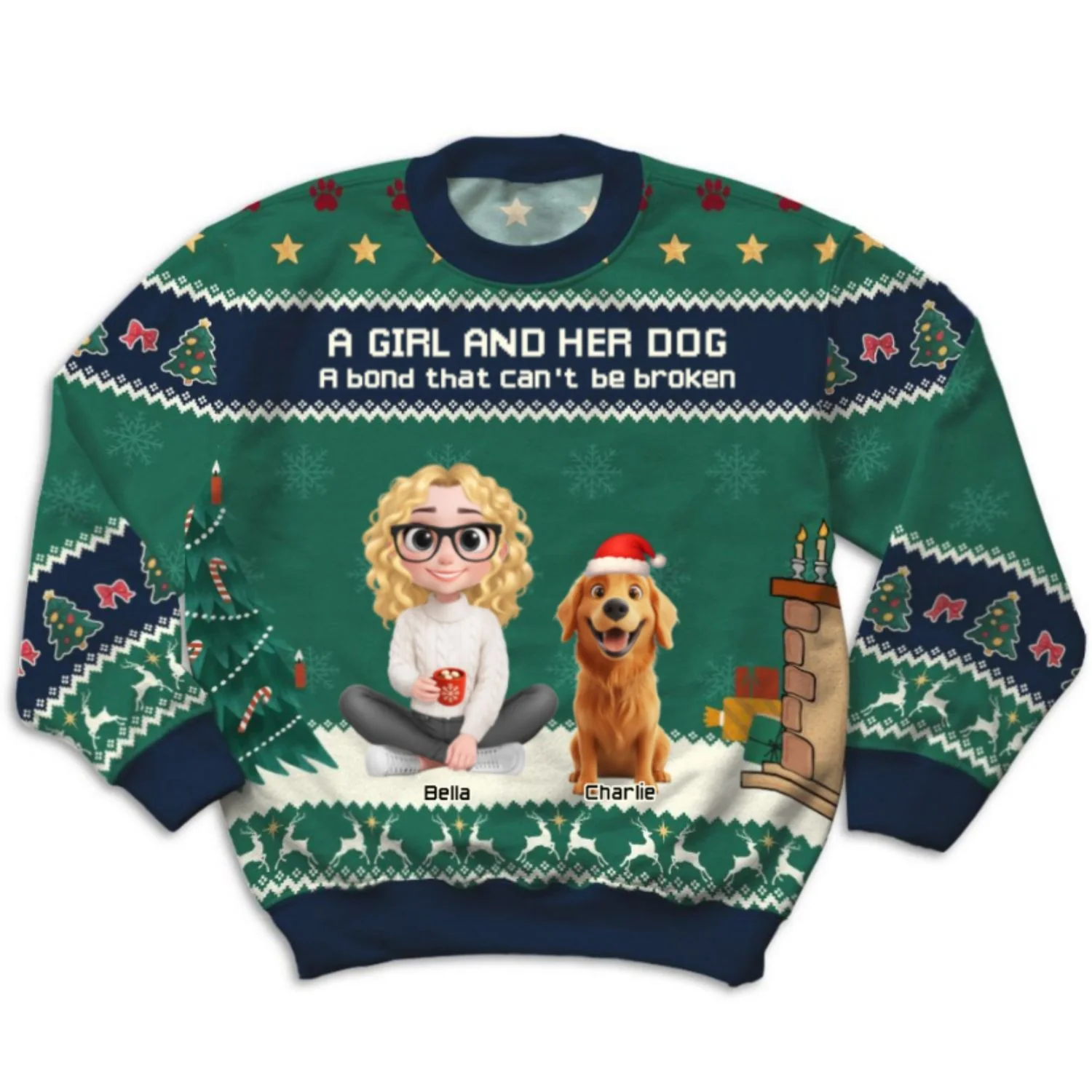 A Girl And Her Dog Christmas Ver Kid - Personalized Custom All-Over-Print Sweatshirt - Image 7