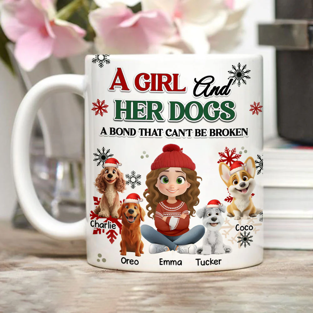 A Girl And Her Dog Love Christmas - Personalized Custom Coffee Mug - Image 3