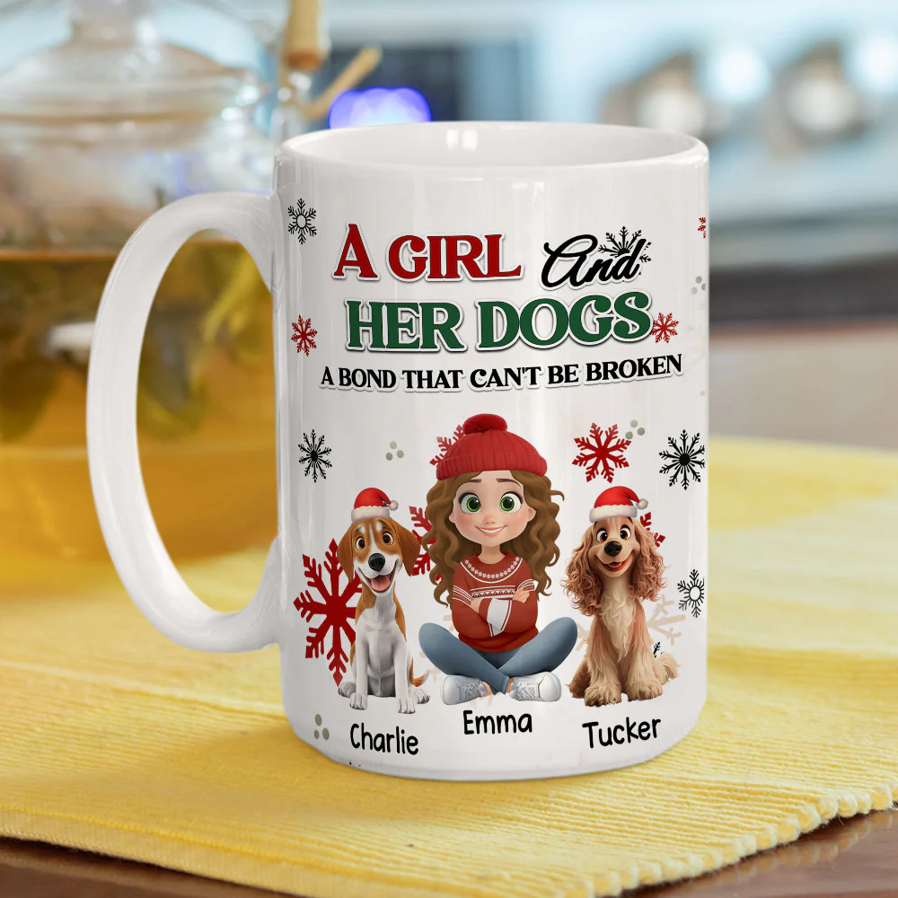 A Girl And Her Dog Love Christmas - Personalized Custom Coffee Mug - Image 6