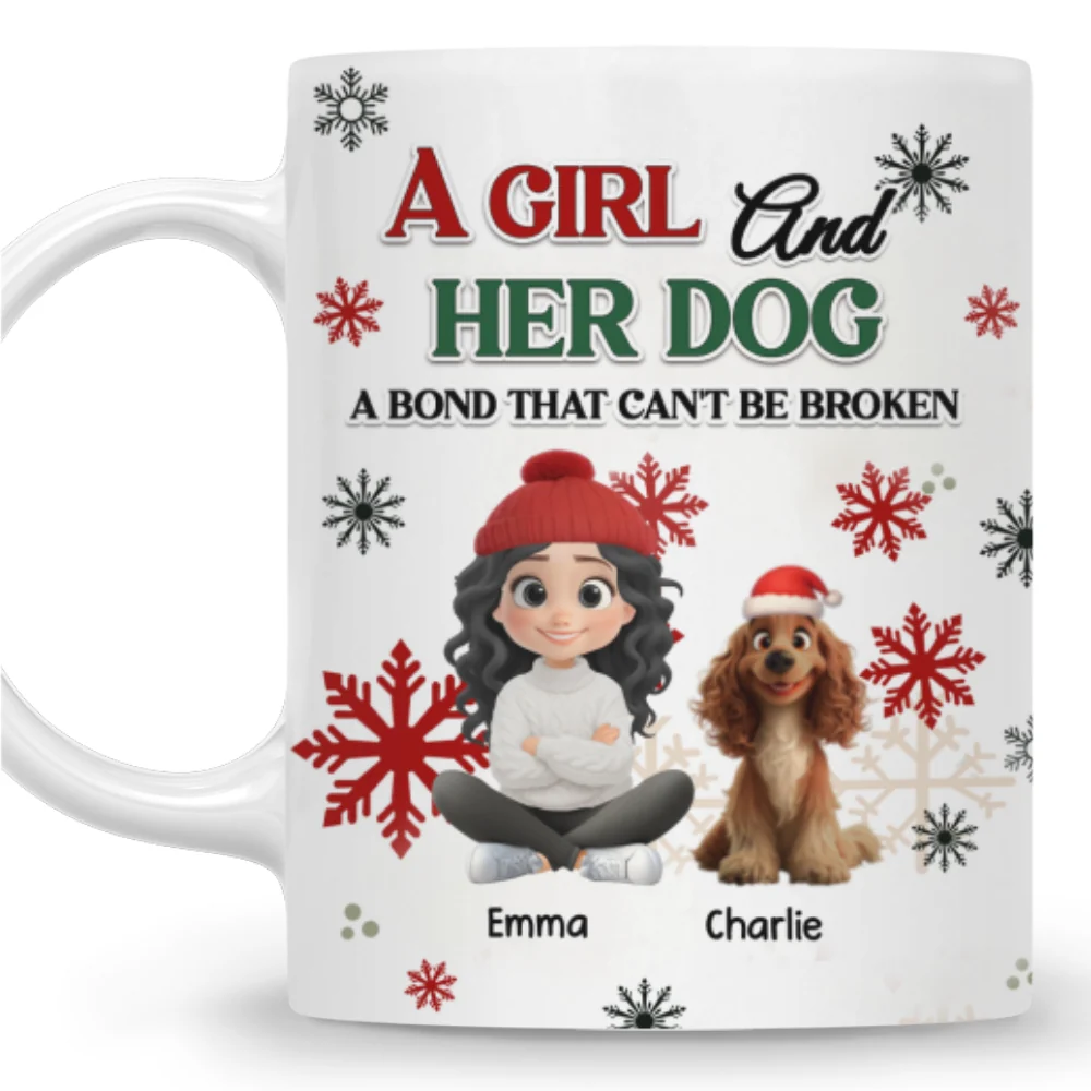 A Girl And Her Dog Love Christmas - Personalized Custom Coffee Mug - Image 8