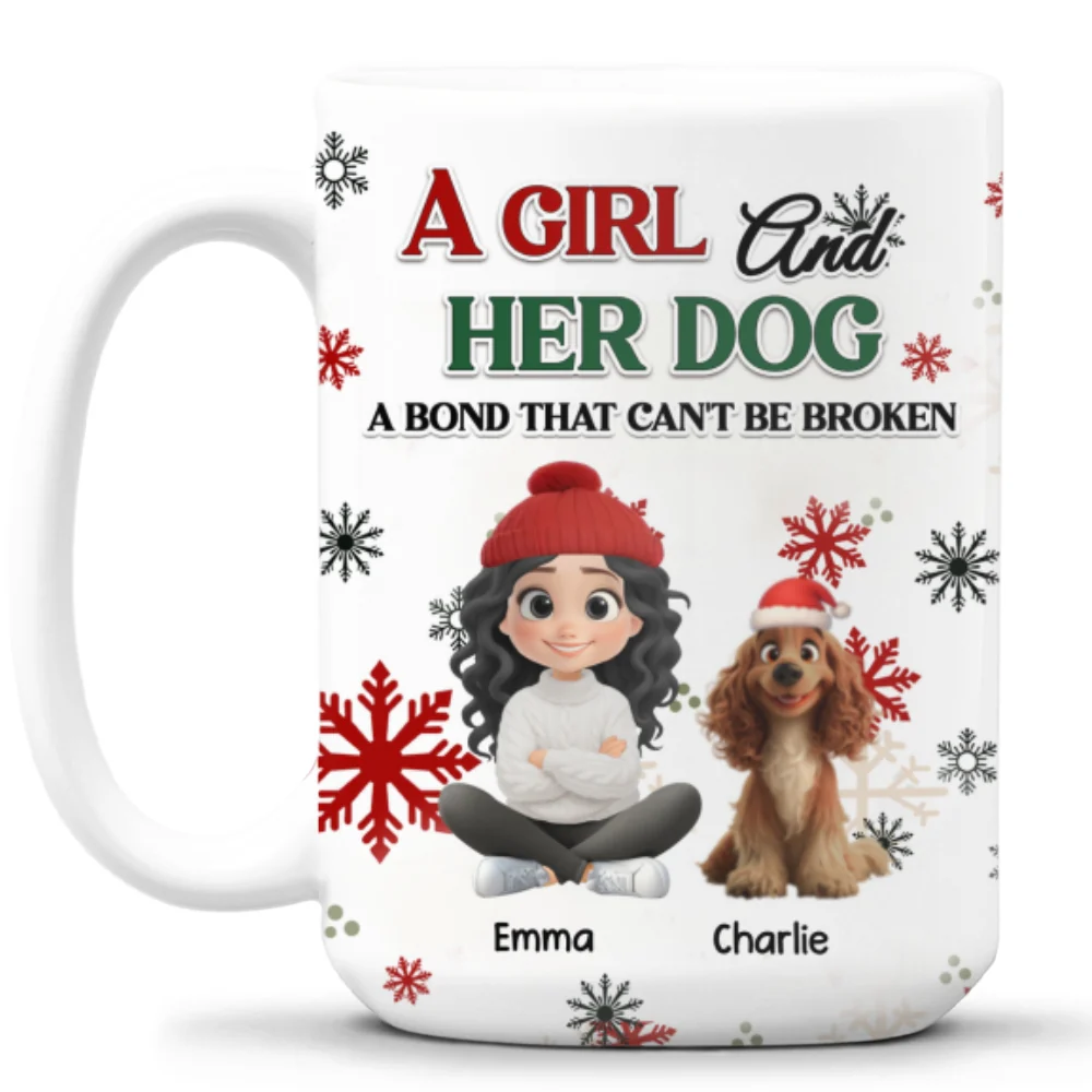 A Girl And Her Dog Love Christmas - Personalized Custom Coffee Mug - Image 9