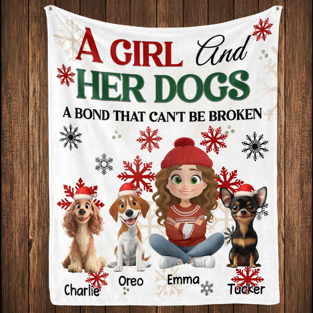 A Girl And Her Dog Love Christmas - Personalized Custom Fleece Blanket - Image 2