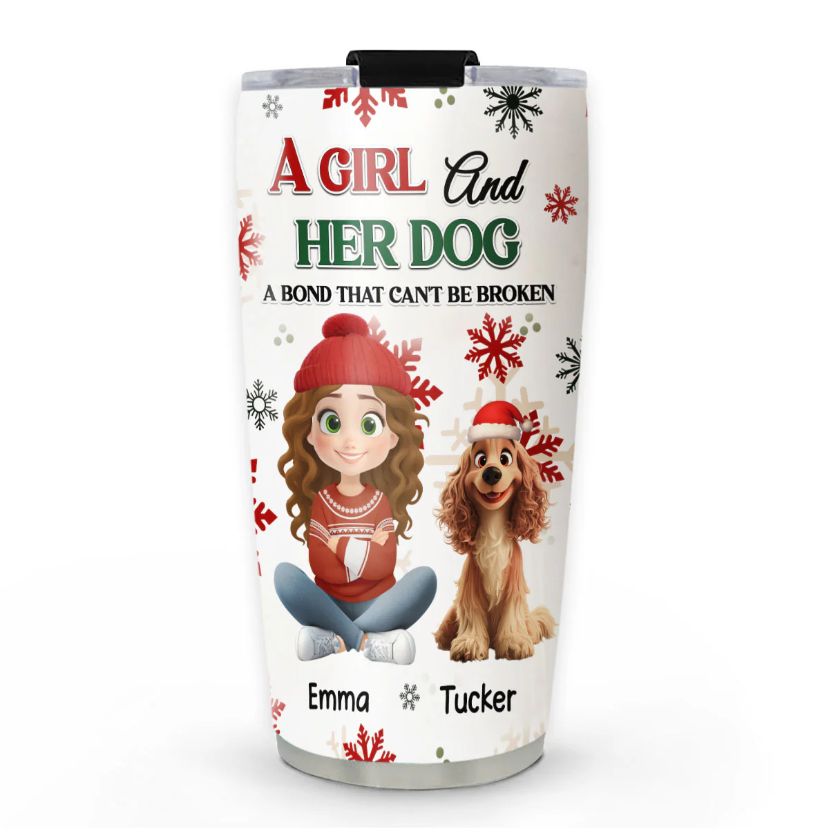 A Girl And Her Dog Love Christmas - Personalized Custom Tumbler