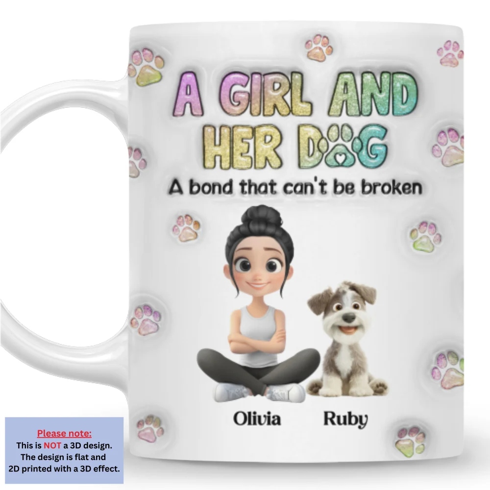 A Girl And Her Dog - Personalized Custom 3D Inflated Effect Mug - Image 4