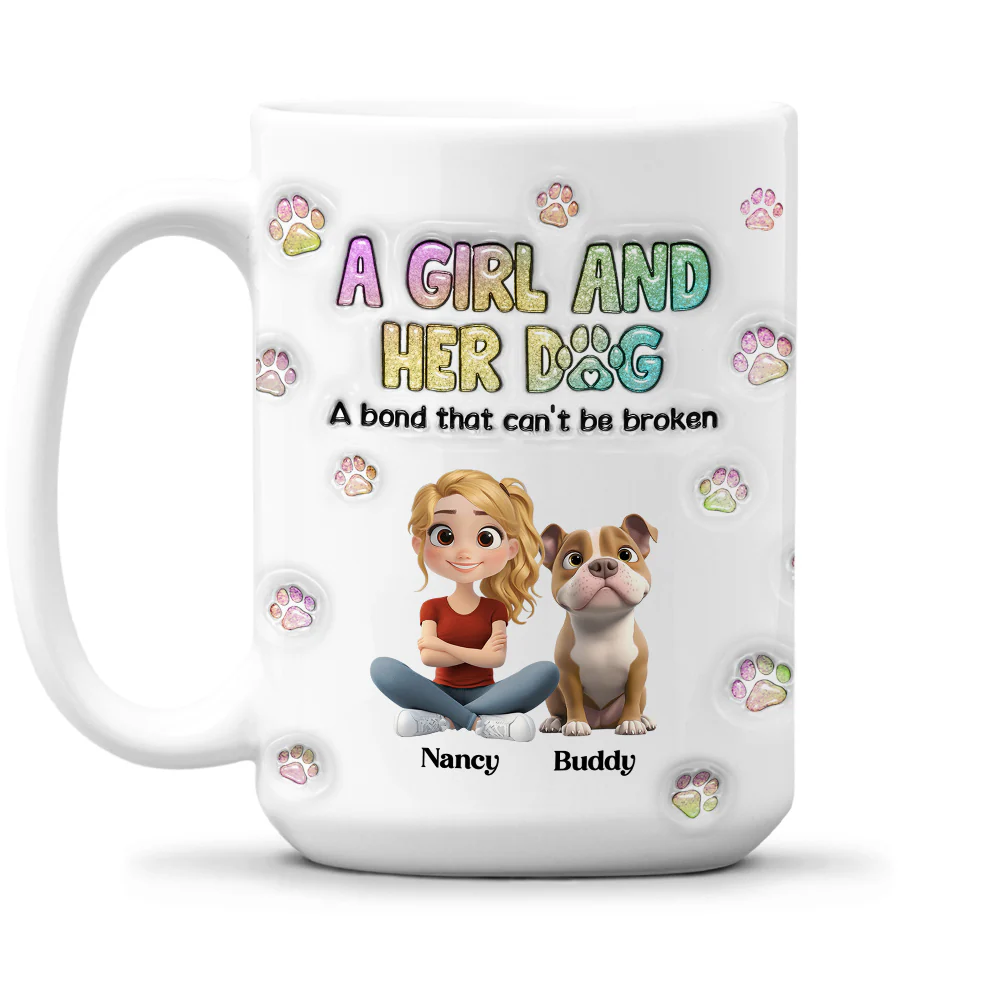 A Girl And Her Dog - Personalized Custom 3D Inflated Effect Mug - Image 5