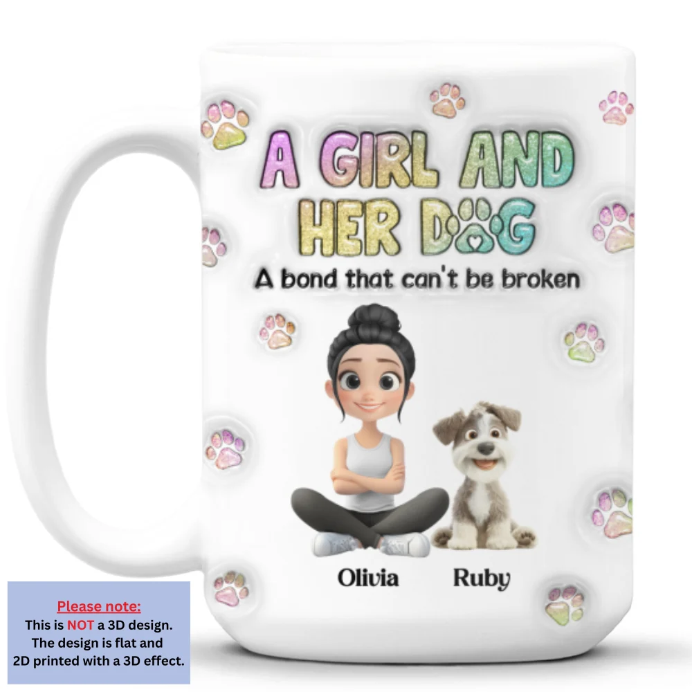 A Girl And Her Dog - Personalized Custom 3D Inflated Effect Mug - Image 7