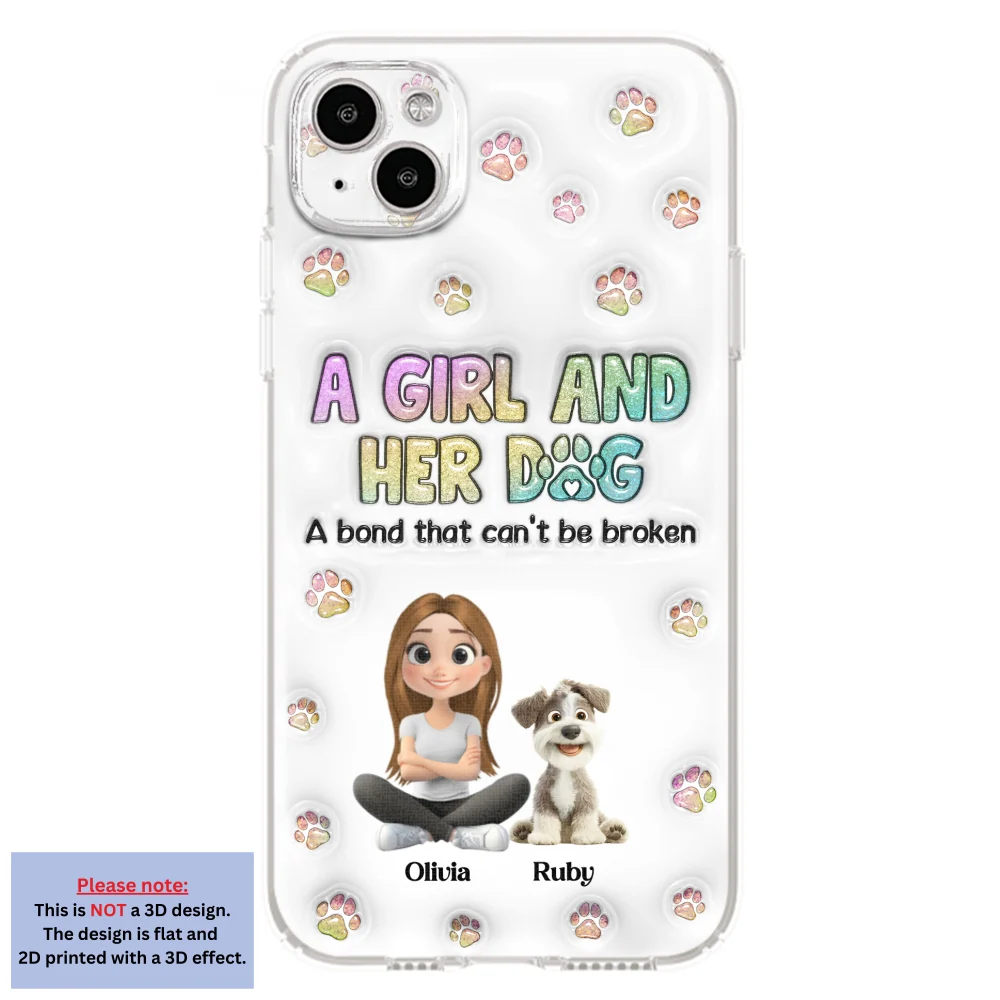 A Girl And Her Dog - Personalized Custom 3D Inflated Effect Phone Case - Image 13