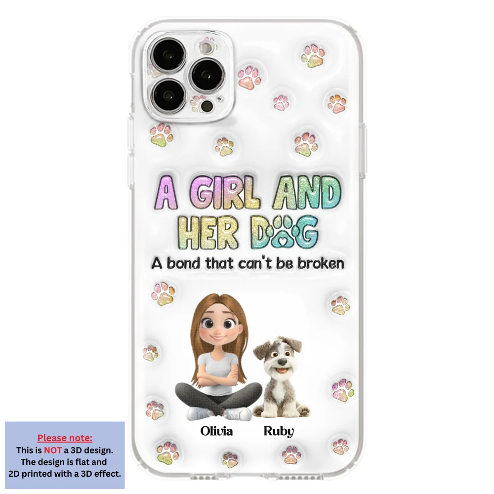 A Girl And Her Dog - Personalized Custom 3D Inflated Effect Phone Case - Image 15