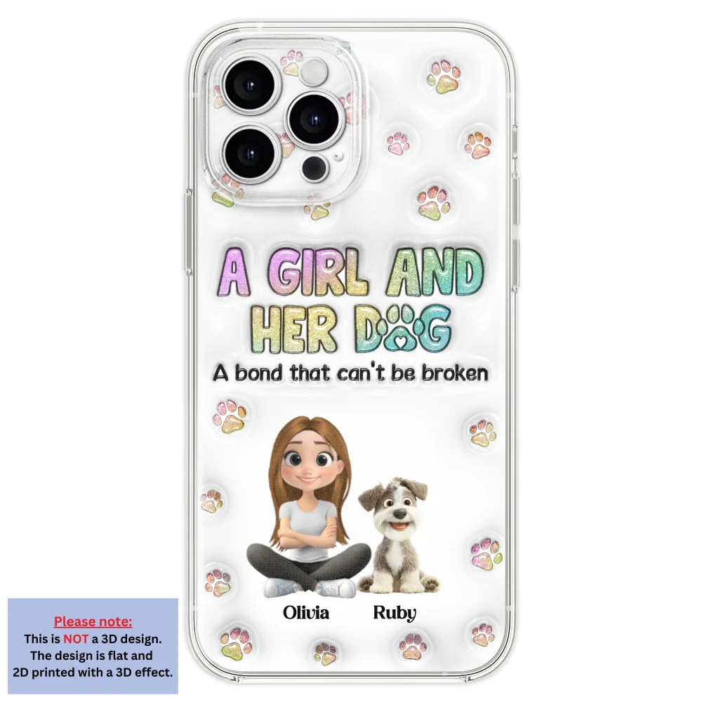 A Girl And Her Dog - Personalized Custom 3D Inflated Effect Phone Case - Image 21