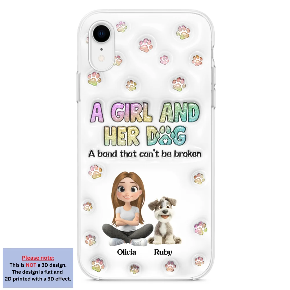 A Girl And Her Dog - Personalized Custom 3D Inflated Effect Phone Case - Image 22