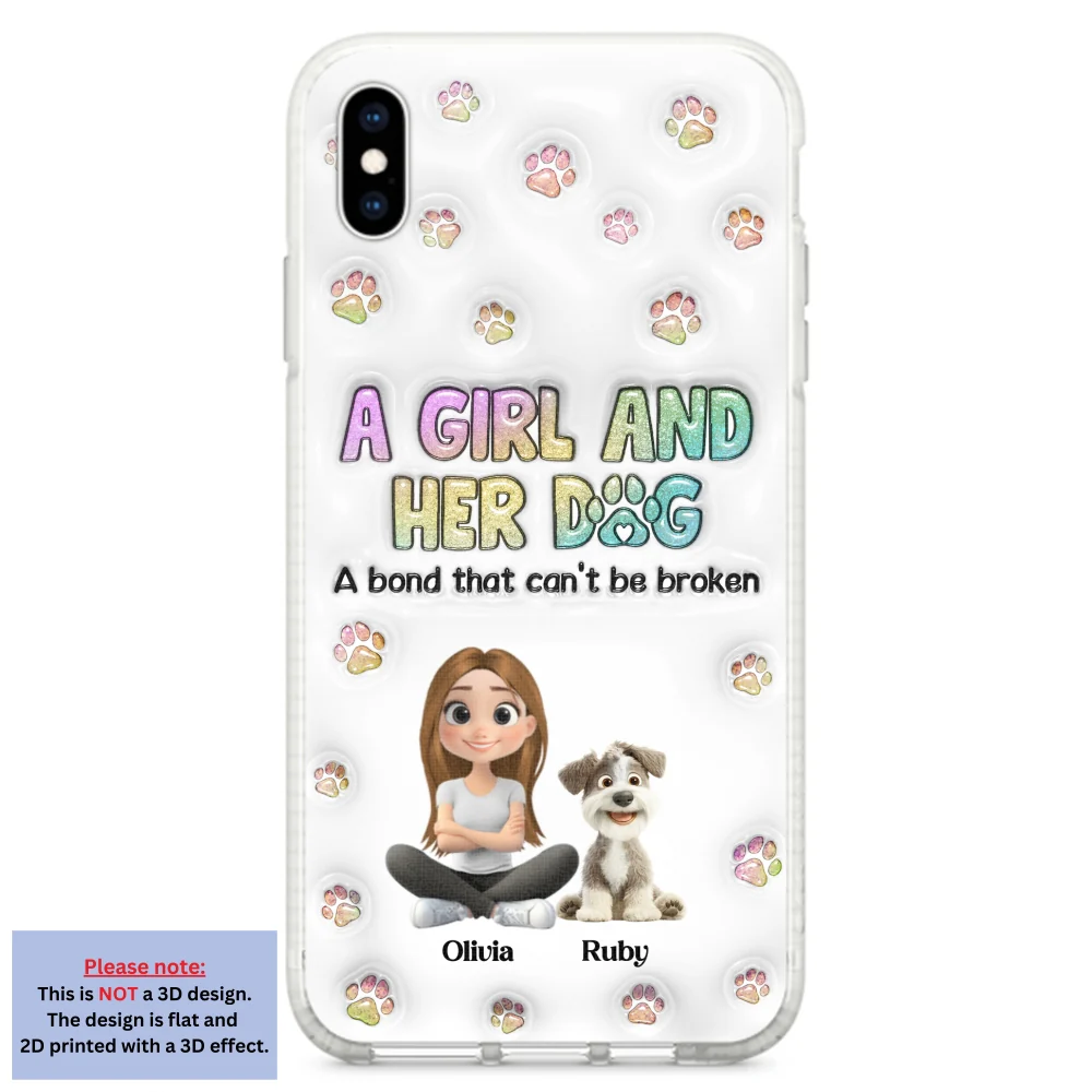 A Girl And Her Dog - Personalized Custom 3D Inflated Effect Phone Case - Image 23