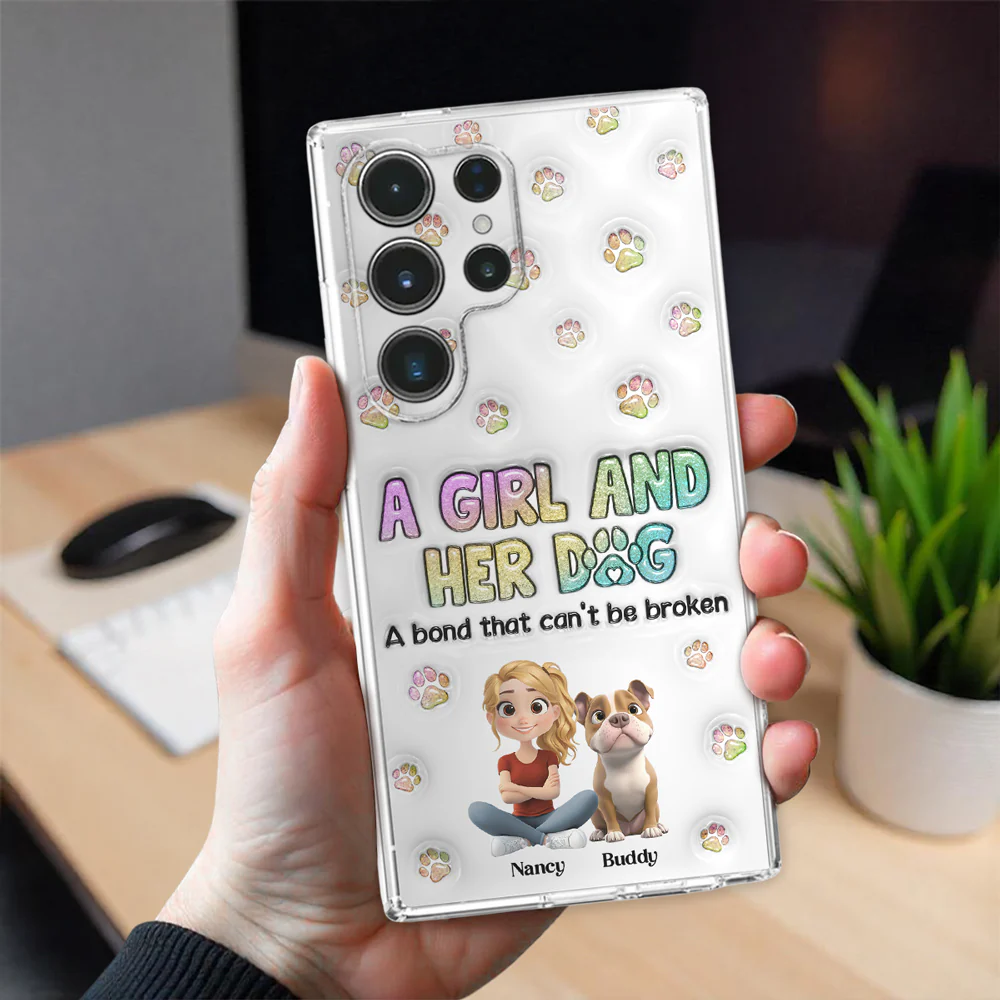 A Girl And Her Dog - Personalized Custom 3D Inflated Effect Phone Case - Image 27