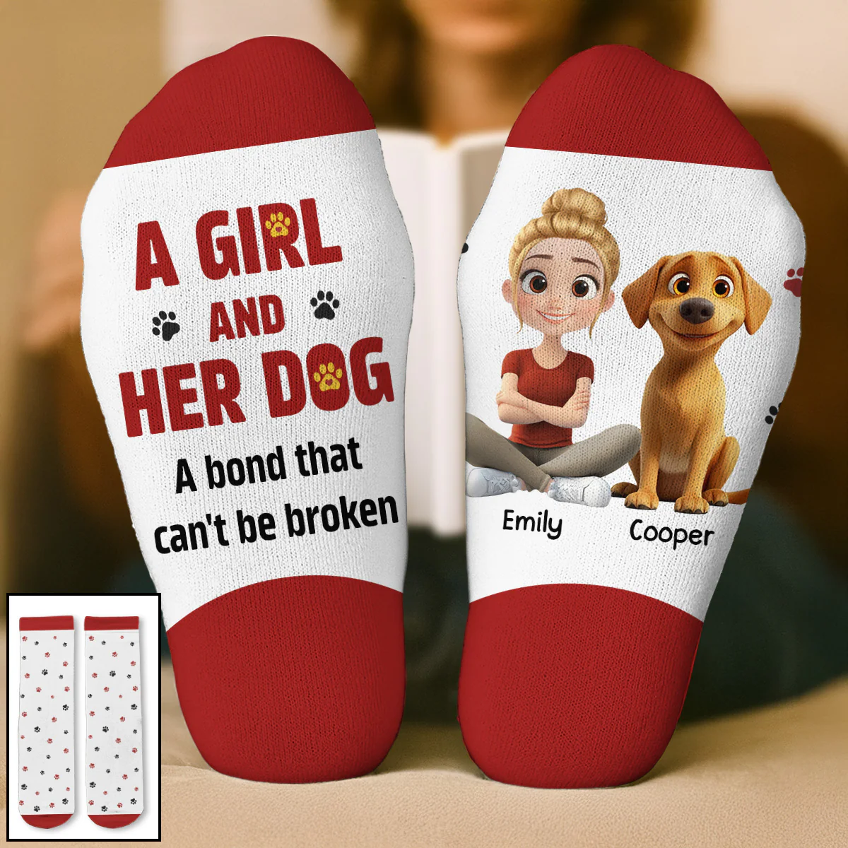 A Girl And Her Dog - Personalized Custom Crew Socks - Image 2