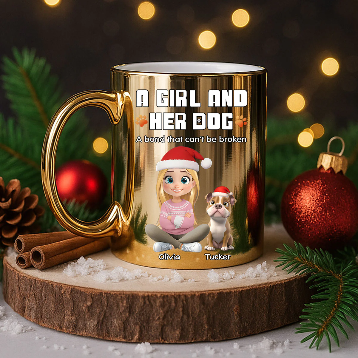 A Girl And Her Dog - Personalized Custom Metallic Mug