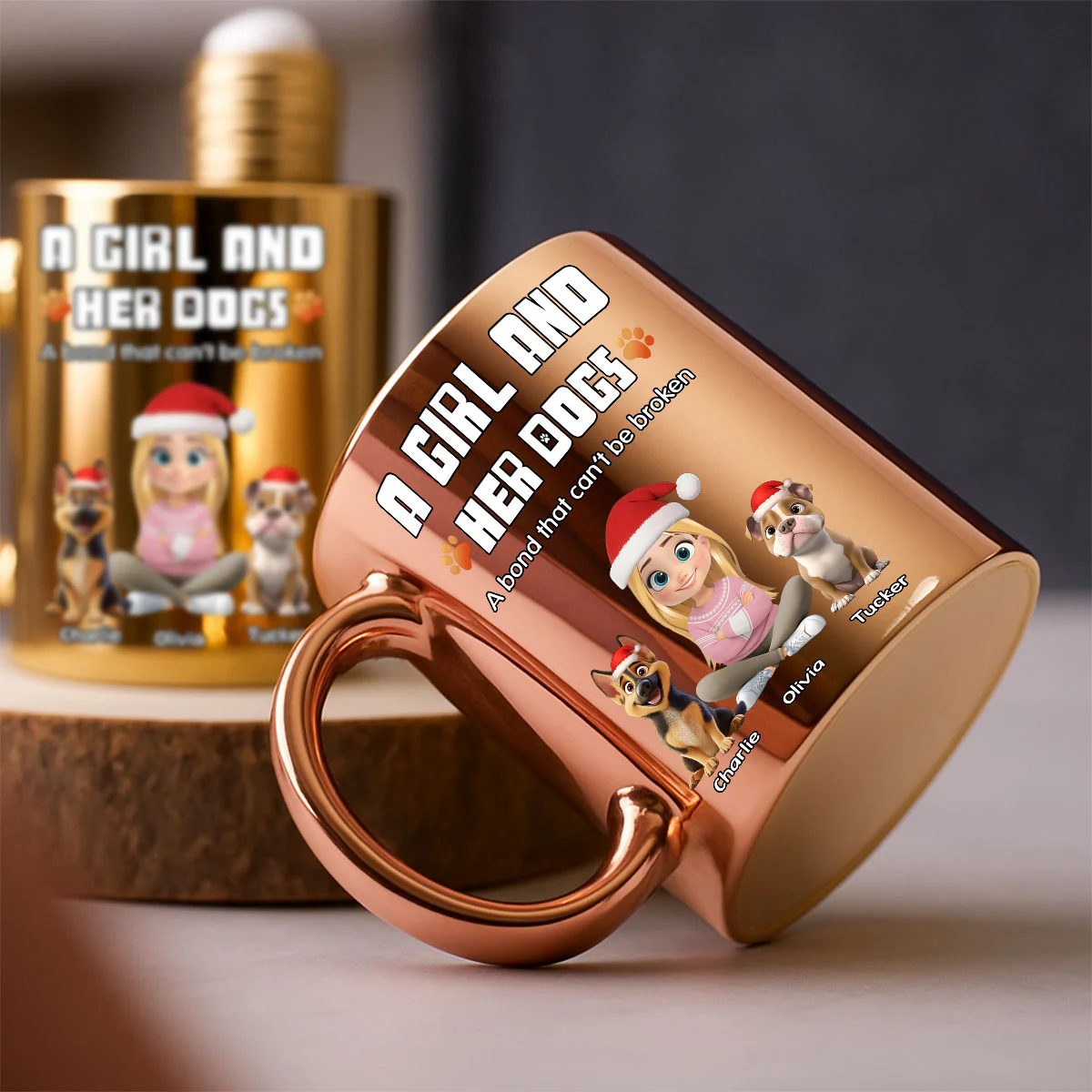 A Girl And Her Dog - Personalized Custom Metallic Mug - Image 2
