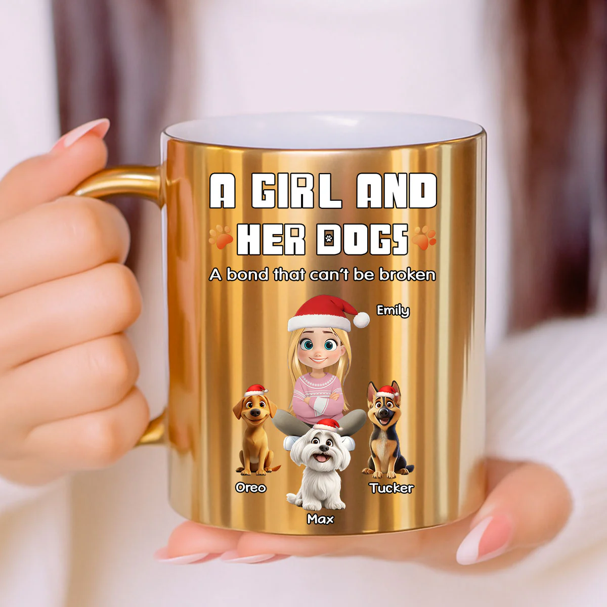 A Girl And Her Dog - Personalized Custom Metallic Mug - Image 3