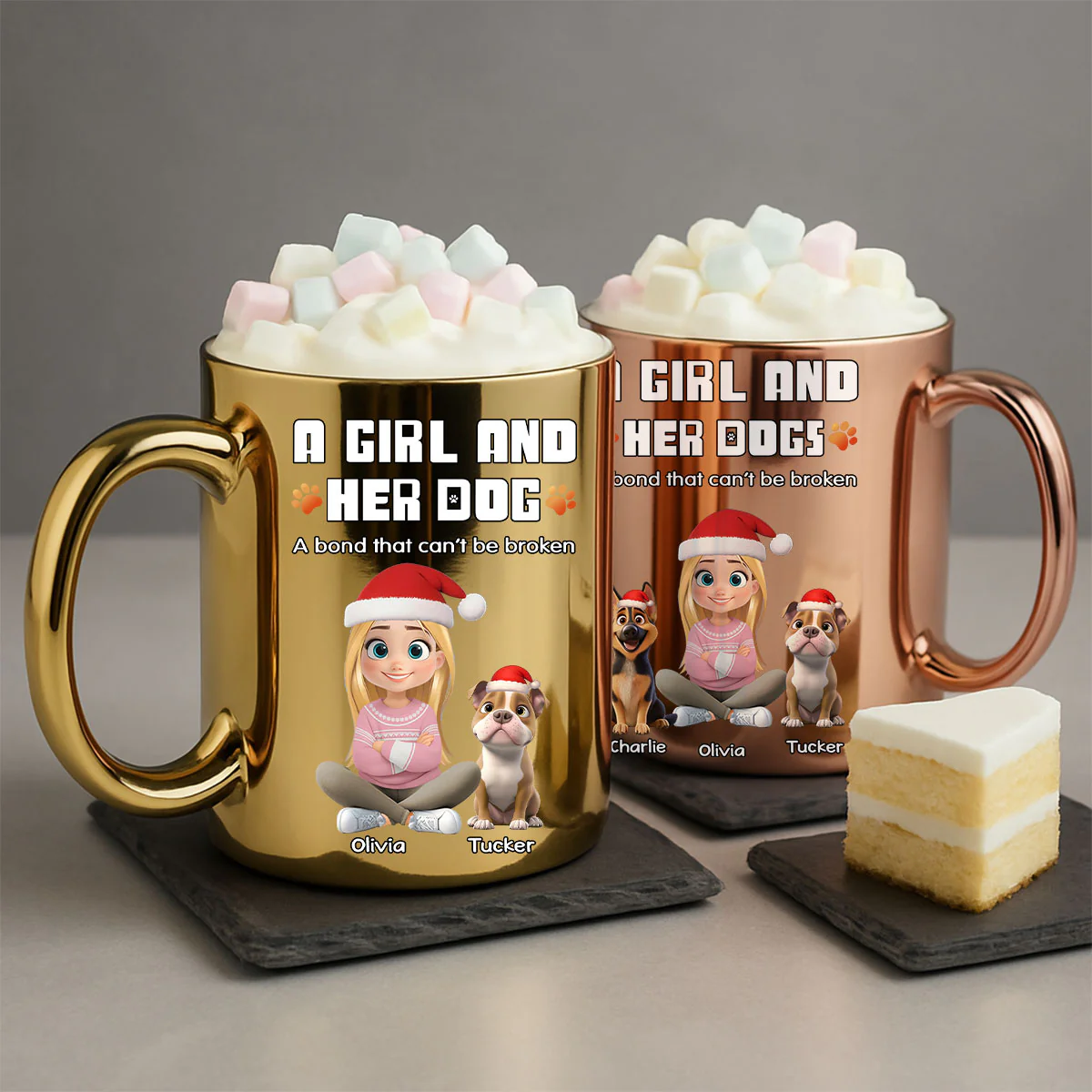 A Girl And Her Dog - Personalized Custom Metallic Mug - Image 4
